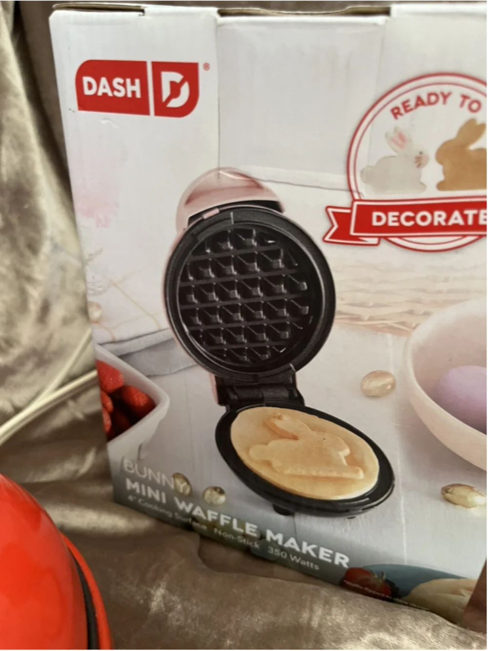 Mini Dash Pink BUNNY rabbit Shaped Waffle Maker 4inch New In Box Easter SpringW/